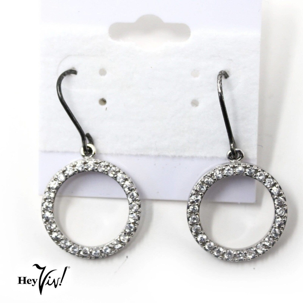 Vintage 80s Rhinestone Earrings Single Hoop on Wire New/Old Store Stock- Hey Viv
